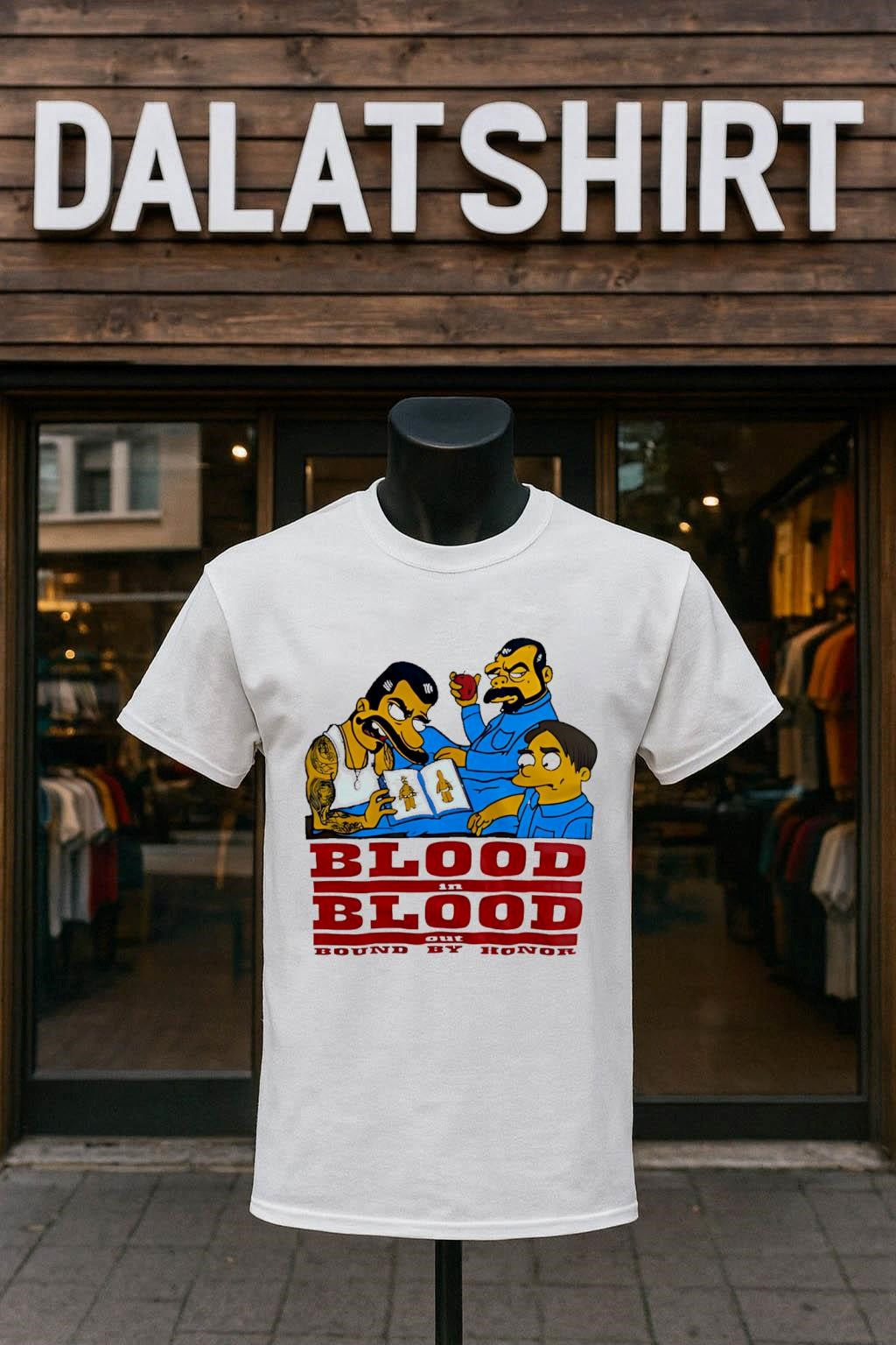 Blood In Out Bound By Honor Simpsons Style - Adult & Kids T-Shirts, Sweatshirts & Hoodies apparel design preview 1