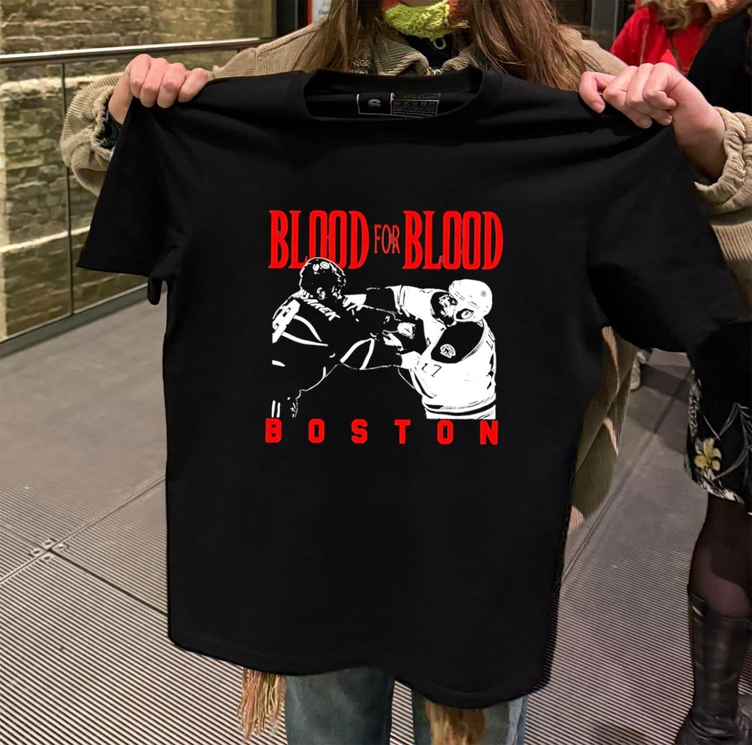 Blood for Boston Hockey Players Fight Graphic - Adult & Kids T-Shirts, Sweatshirts & Hoodies apparel design preview 2
