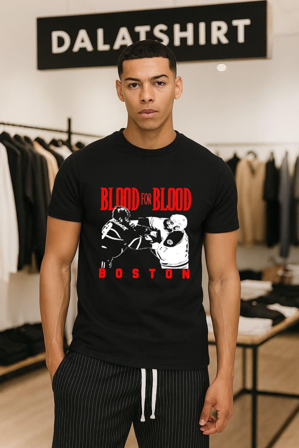 Blood for Boston Hockey Players Fight Graphic - Adult & Kids T-Shirts, Sweatshirts & Hoodies apparel design preview 1