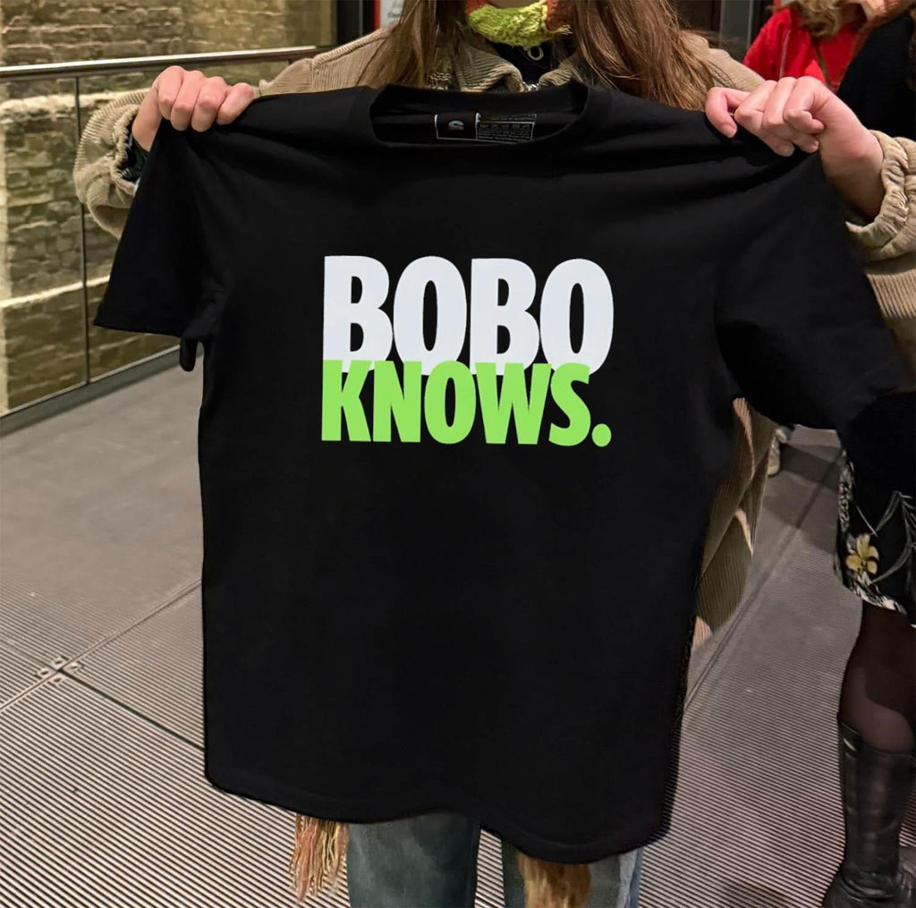 Bobo Knows Silver And Green Bold Text - Adult & Kids T-Shirts, Sweatshirts & Hoodies apparel design preview 2