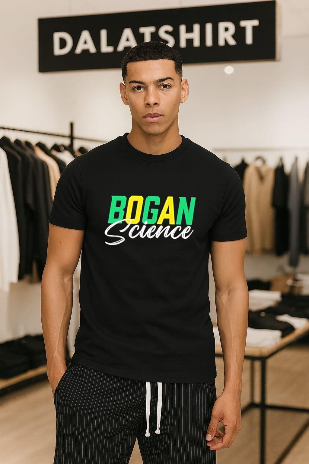 Bogan Science Yellow and Green Typography Design - Adult & Kids T-Shirts, Sweatshirts & Hoodies apparel design preview 1