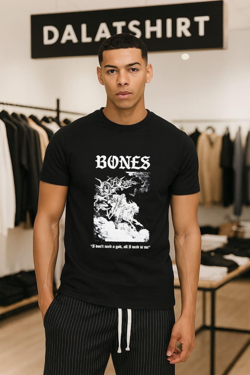 Bones I Don't Need A God Angel Illustration - Adult & Kids T-Shirts, Sweatshirts & Hoodies apparel design preview 1