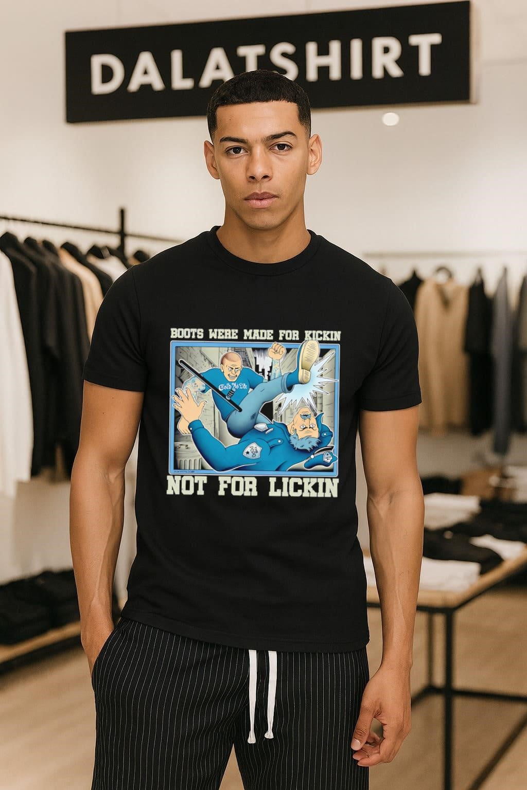 Boots Were Made For Kickin Not Lickin Police - Adult & Kids T-Shirts, Sweatshirts & Hoodies apparel design preview 1