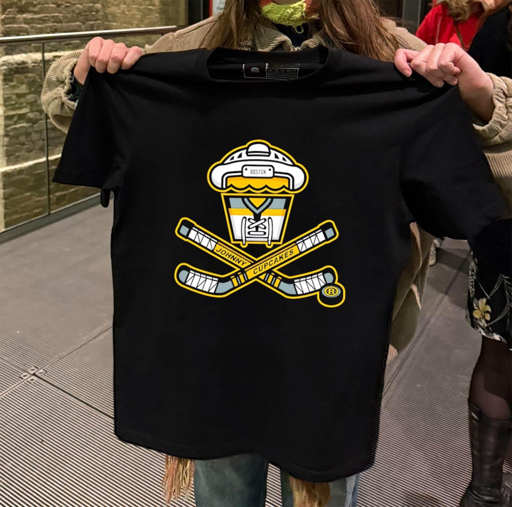 Boston Johnny Cupcakes Hockey Jersey Cross Sticks - Adult & Kids T-Shirts, Sweatshirts & Hoodies apparel design preview 2