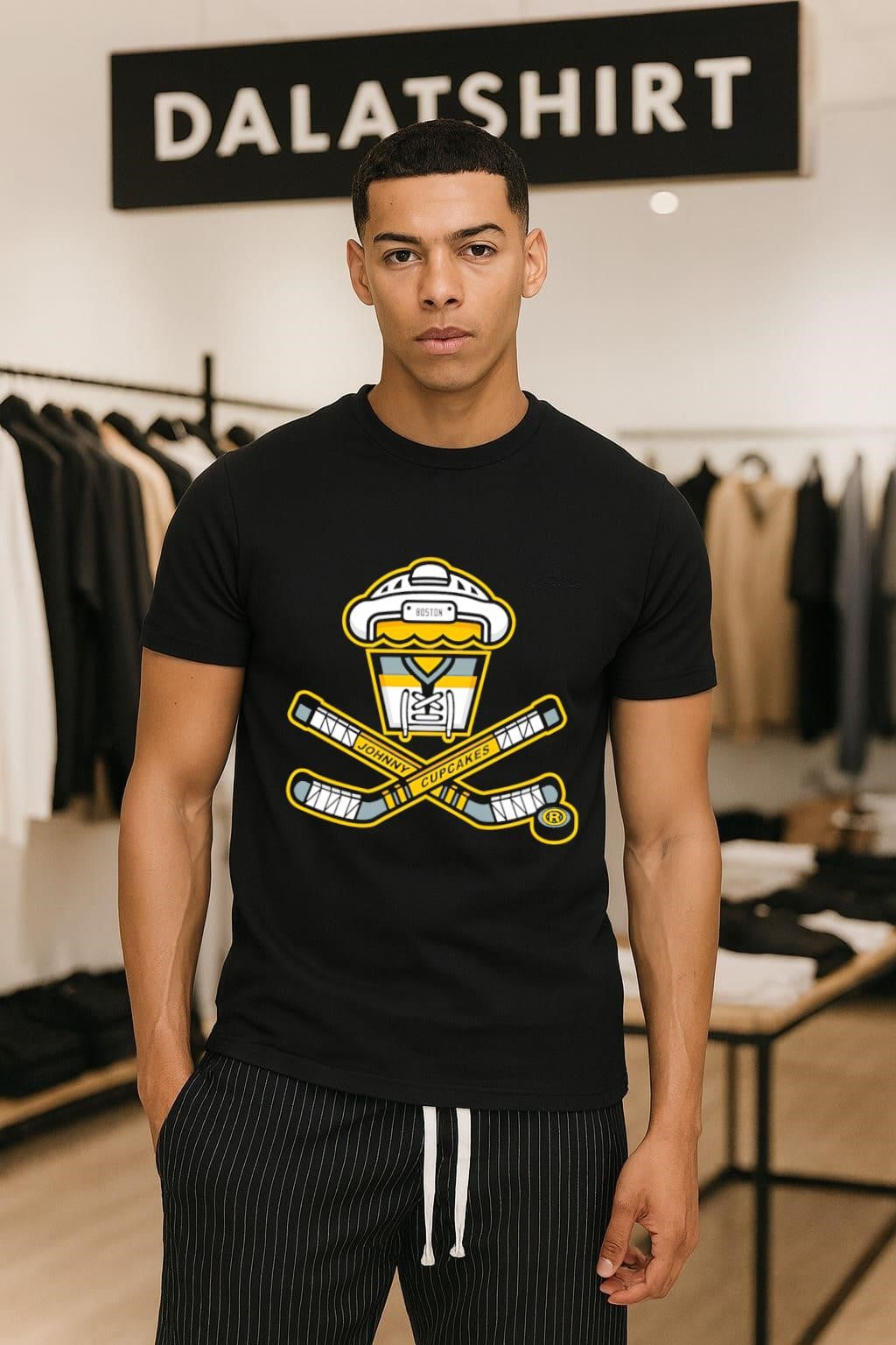 Boston Johnny Cupcakes Hockey Jersey Cross Sticks - Adult & Kids T-Shirts, Sweatshirts & Hoodies apparel design preview 1