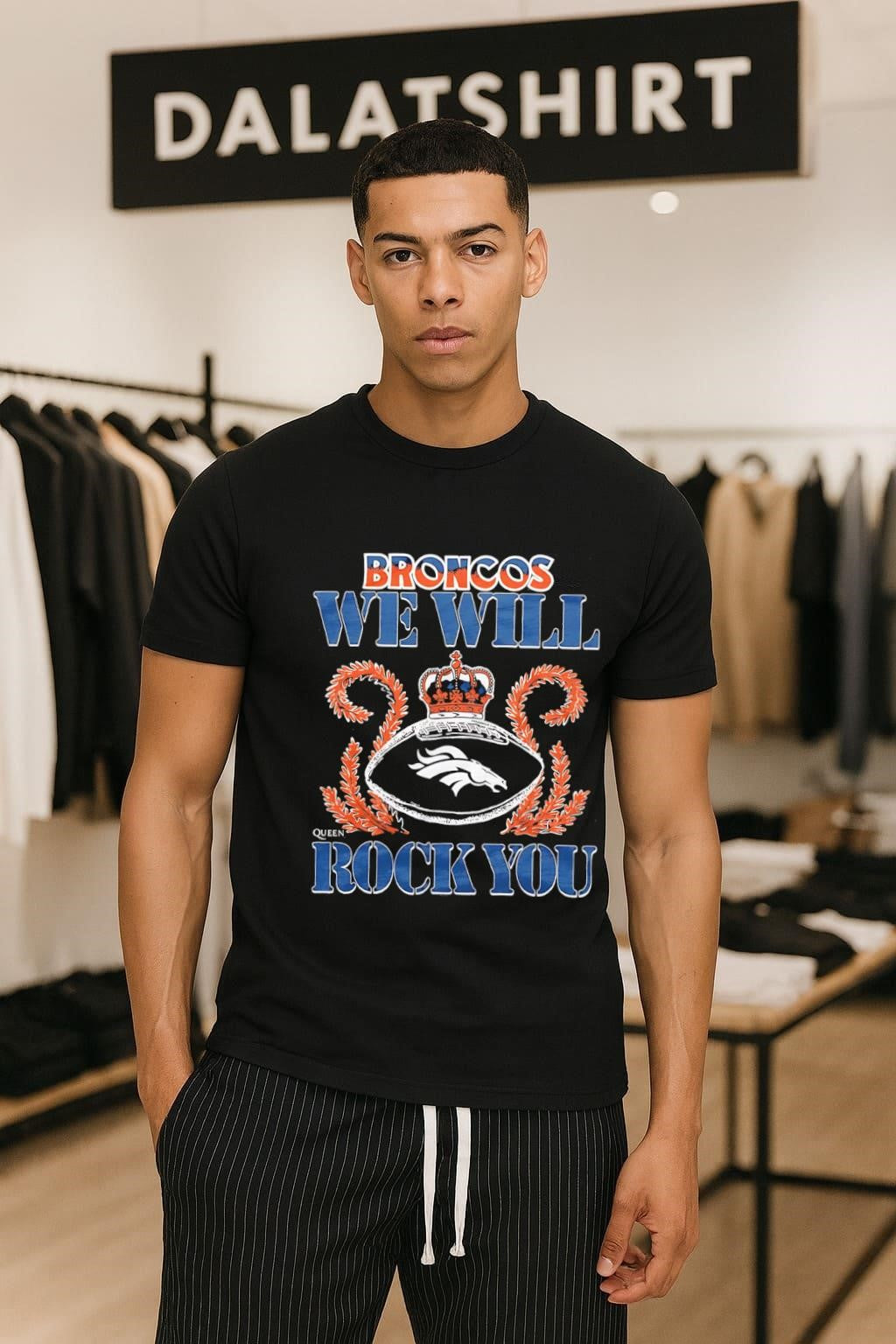 Broncos We Will Rock You Football Crown - Adult & Kids T-Shirts, Sweatshirts & Hoodies apparel design preview 1