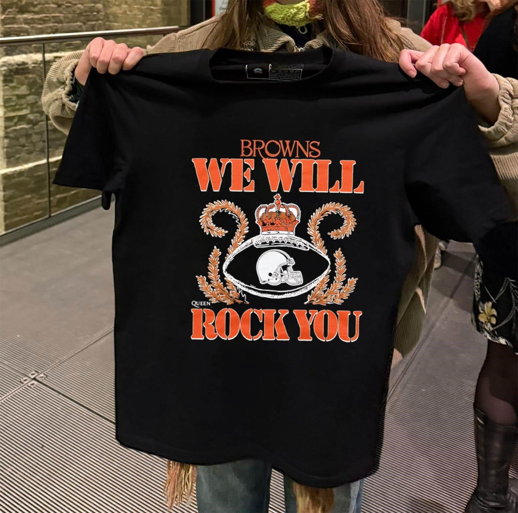 Browns We Will Rock You Football Crown - Adult & Kids T-Shirts, Sweatshirts & Hoodies apparel design preview 2