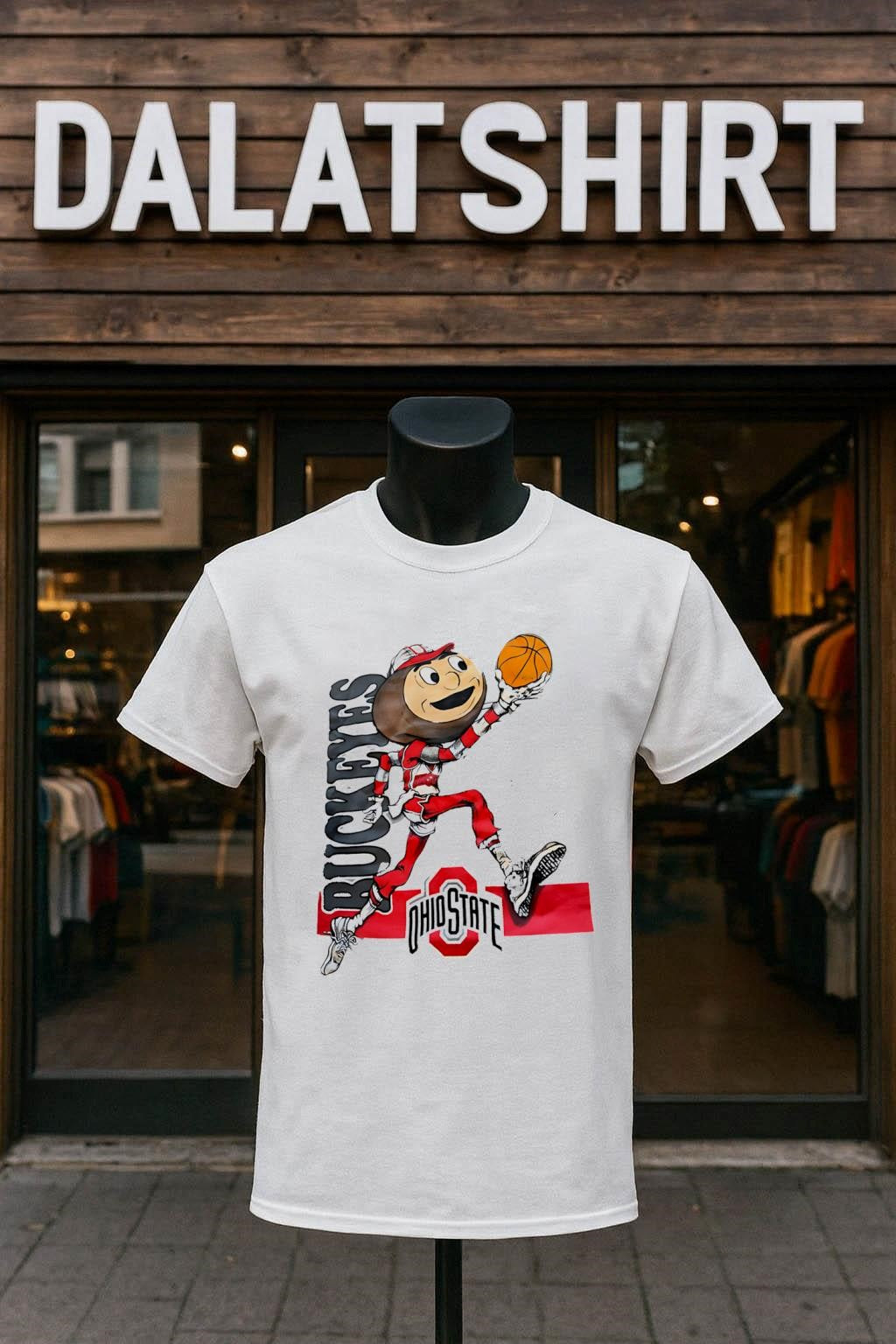 Brutus Buckeye Ohio State basketball logo vintage - Adult & Kids T-Shirts, Sweatshirts & Hoodies apparel design preview 1