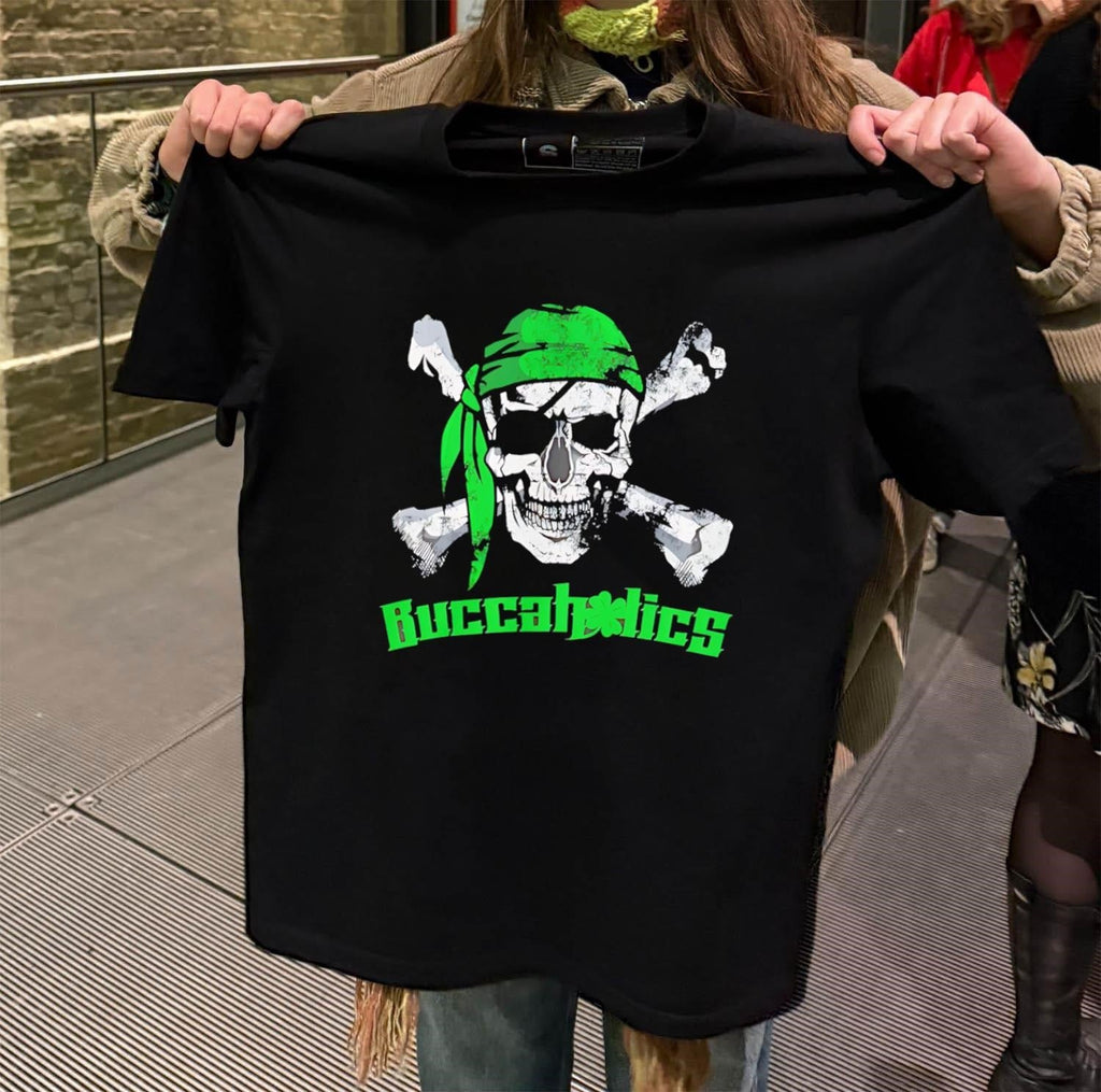 Buccaholics Green Pirate Skull - Adult & Kids T-Shirts, Sweatshirts & Hoodies apparel design preview 2