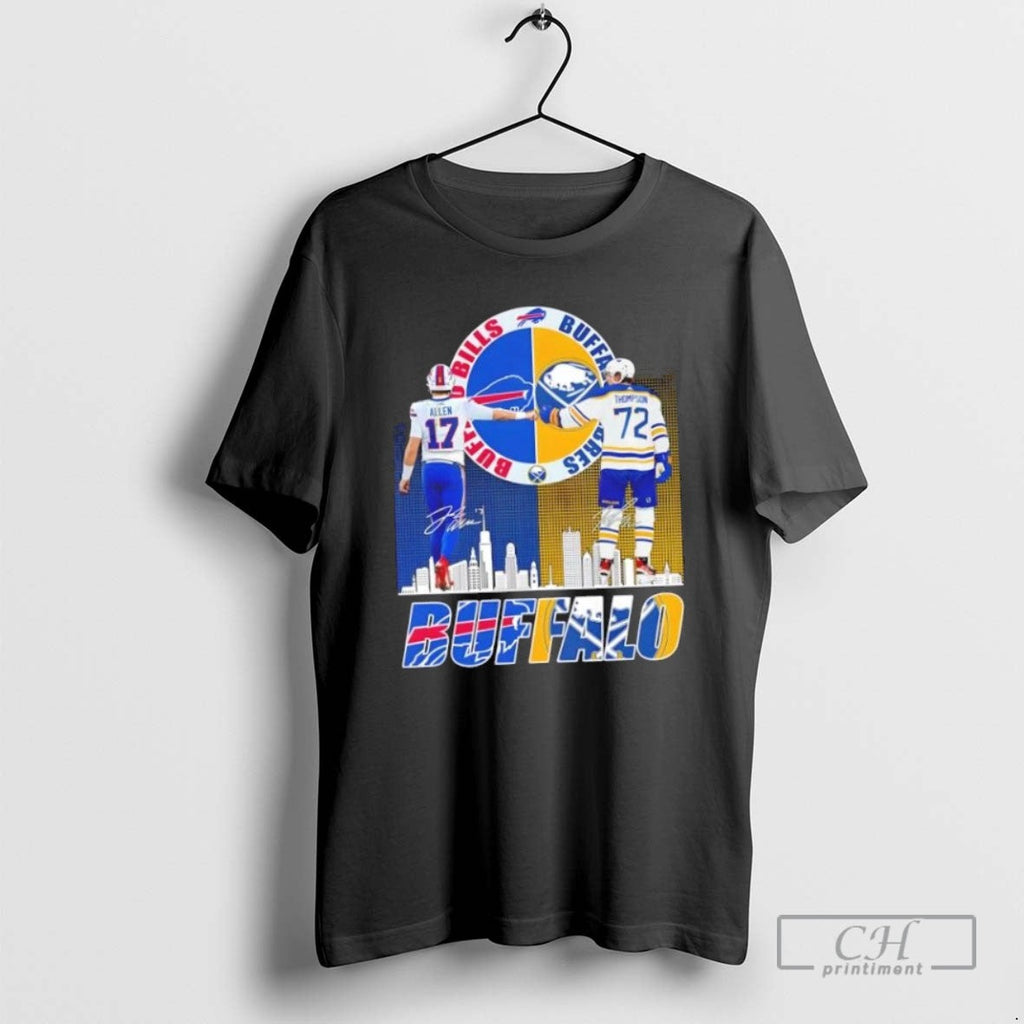 Buffalo Sports Allen Bills X Thompson Sabres Skyline - Adult & Kids T-Shirts, Sweatshirts & Hoodies apparel design preview 1