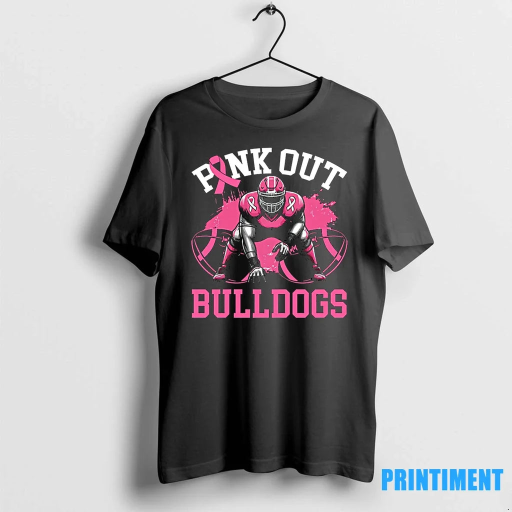 Bulldog Pink Out Football Tackle Breast Cancer - Adult & Kids T-Shirts, Sweatshirts & Hoodies apparel design preview 1