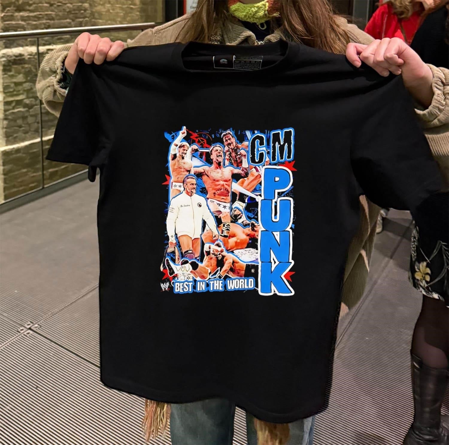 CM Punk Best In The World Pro Wrestling Collage - Adult & Kids T-Shirts, Sweatshirts & Hoodies apparel design preview 2