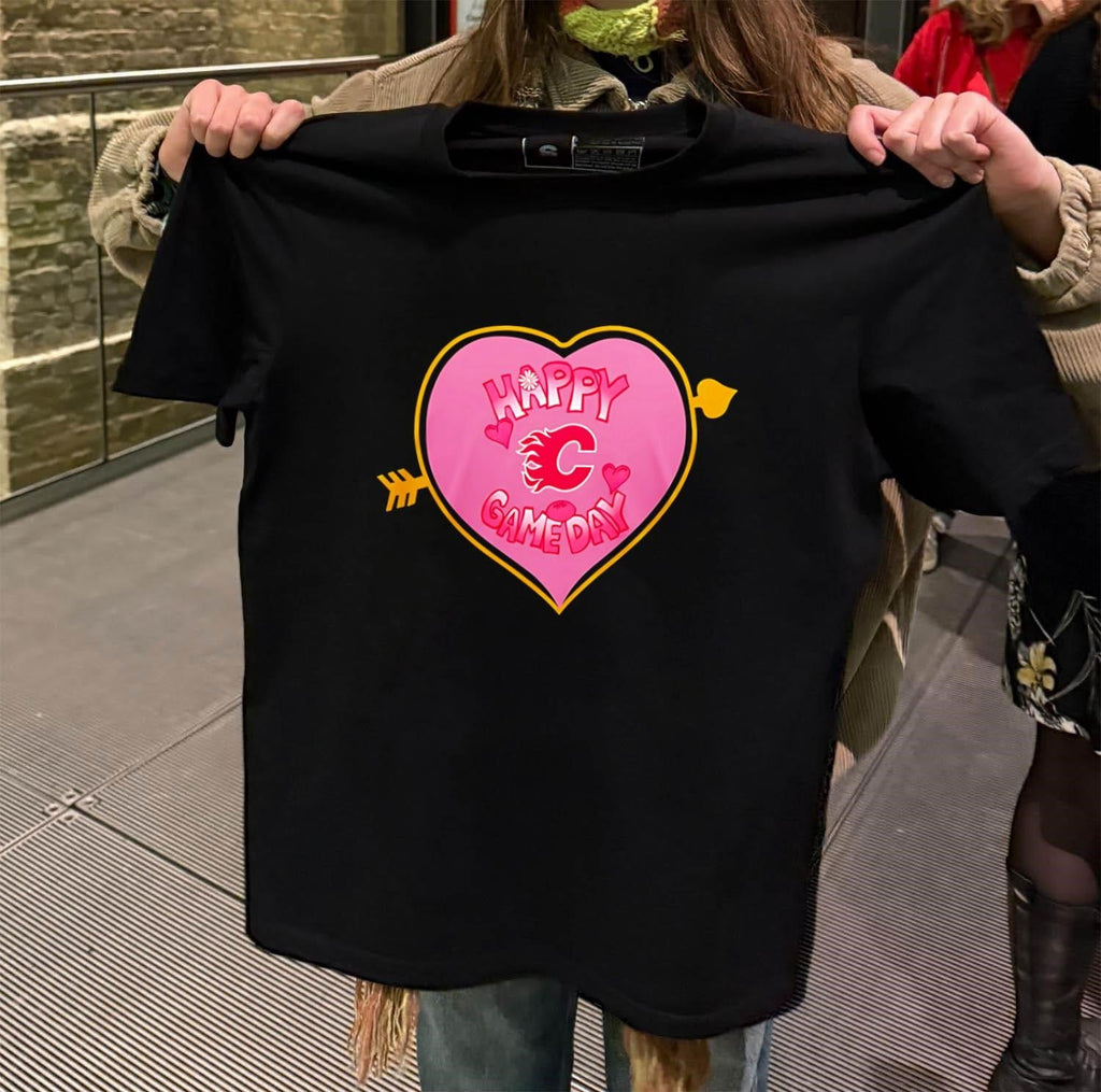 Calgary Flames Happy Valentine 2025 - Adult & Kids T-Shirts, Sweatshirts & Hoodies apparel design preview 2