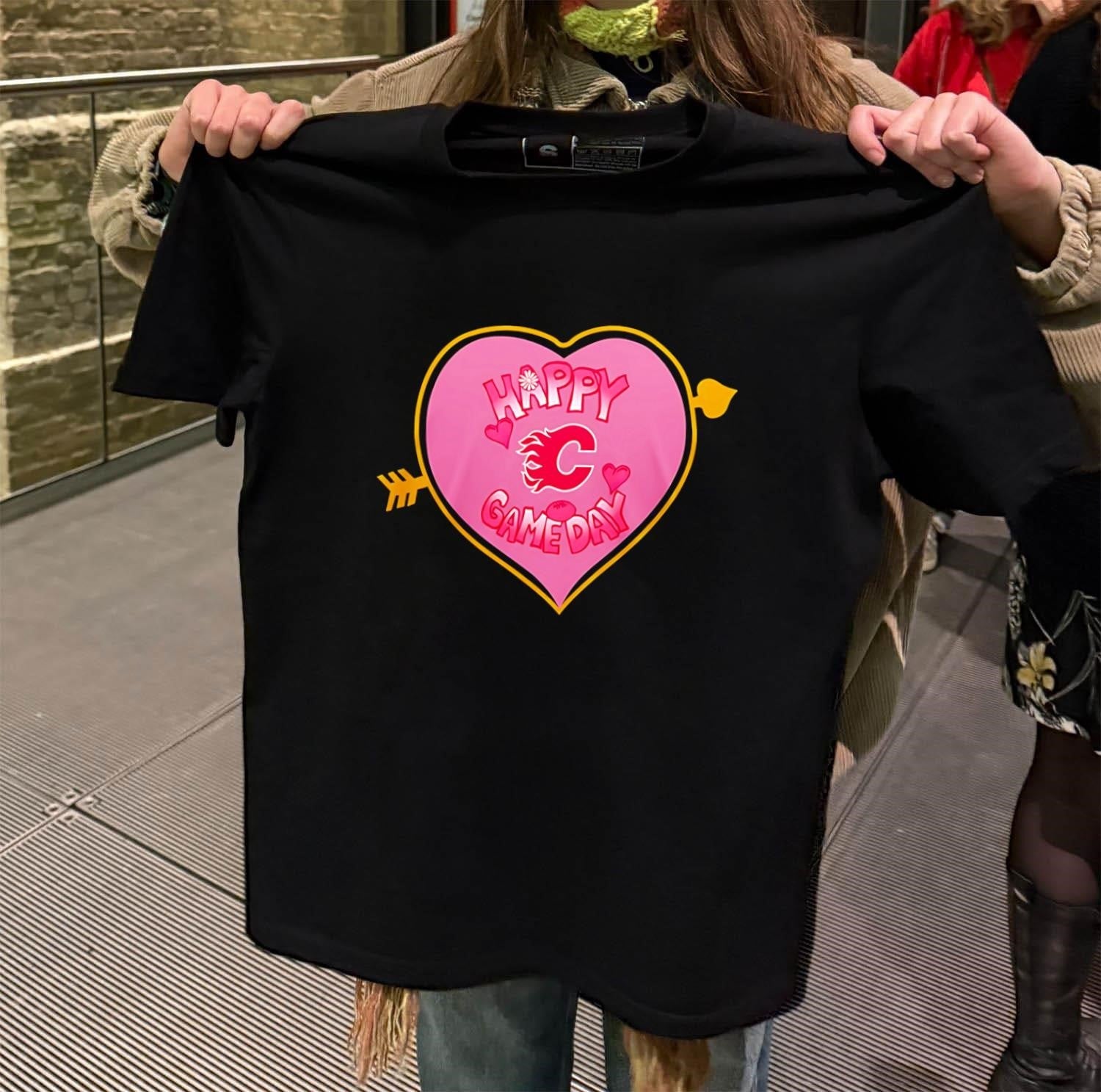 Calgary Flames Happy Valentine 2025 - Adult & Kids T-Shirts, Sweatshirts & Hoodies apparel design preview 2