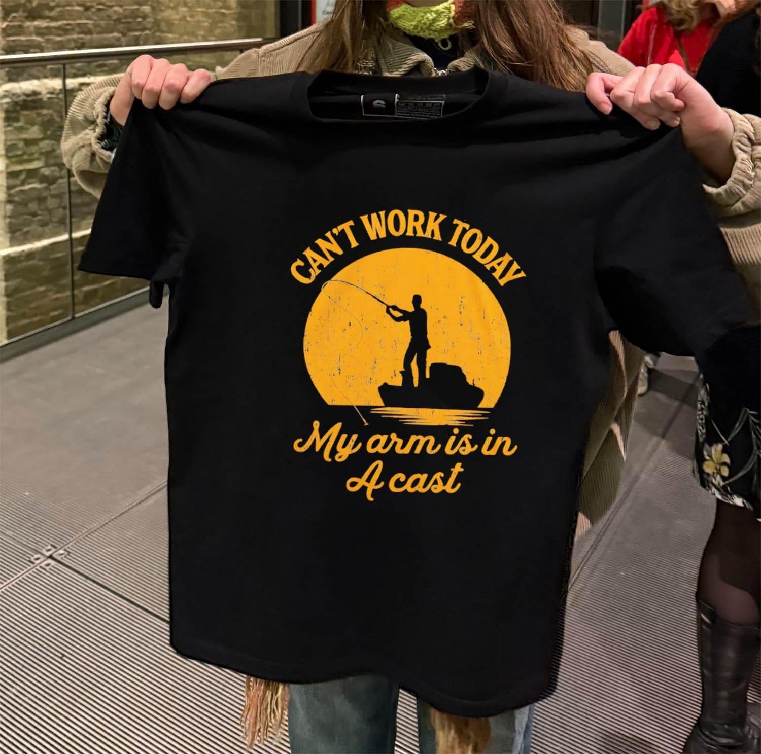 Can't Work Today My Arm Is In A Cast Fishing - Adult & Kids T-Shirts, Sweatshirts & Hoodies apparel design preview 2