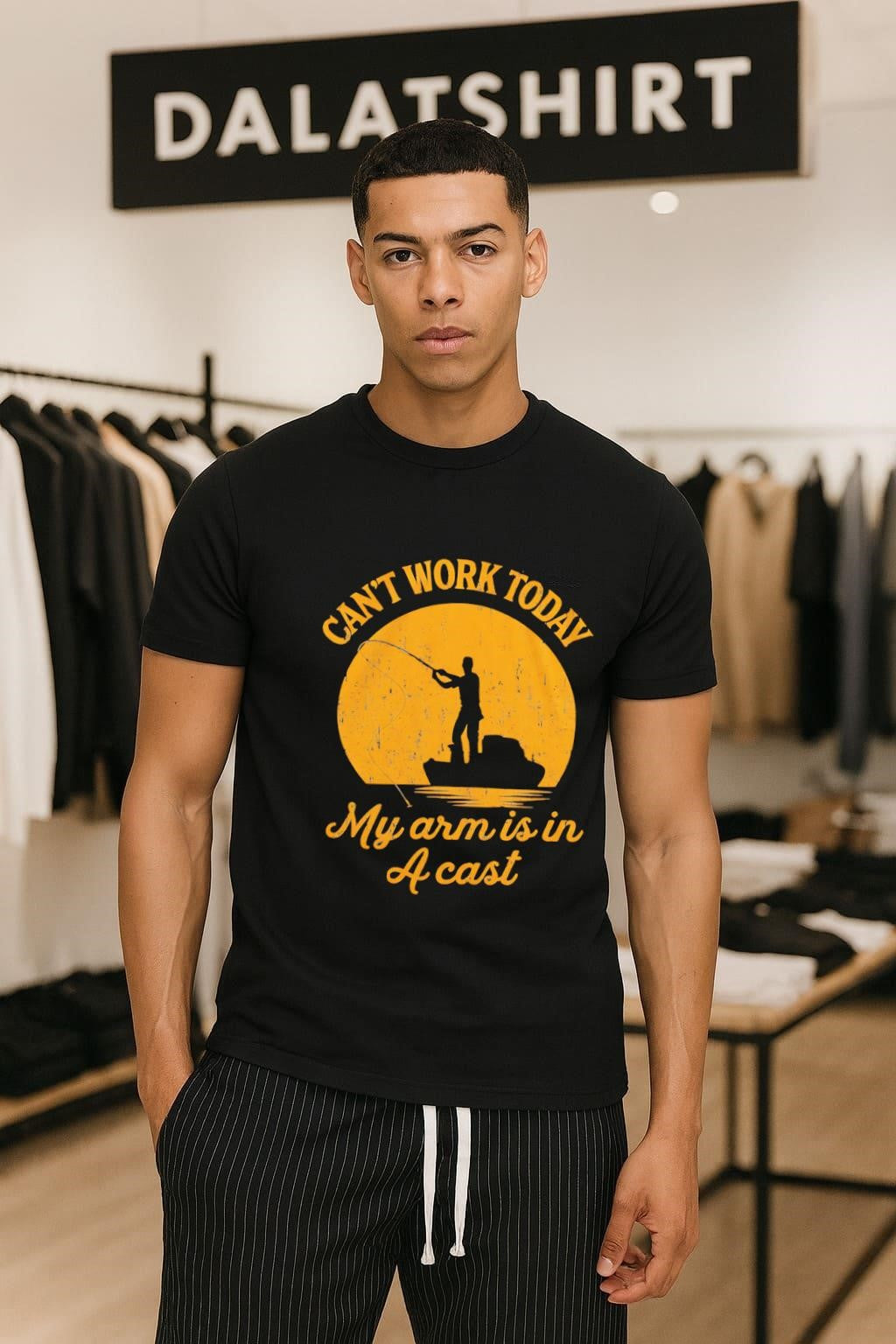 Can't Work Today My Arm Is In A Cast Fishing - Adult & Kids T-Shirts, Sweatshirts & Hoodies apparel design preview 1