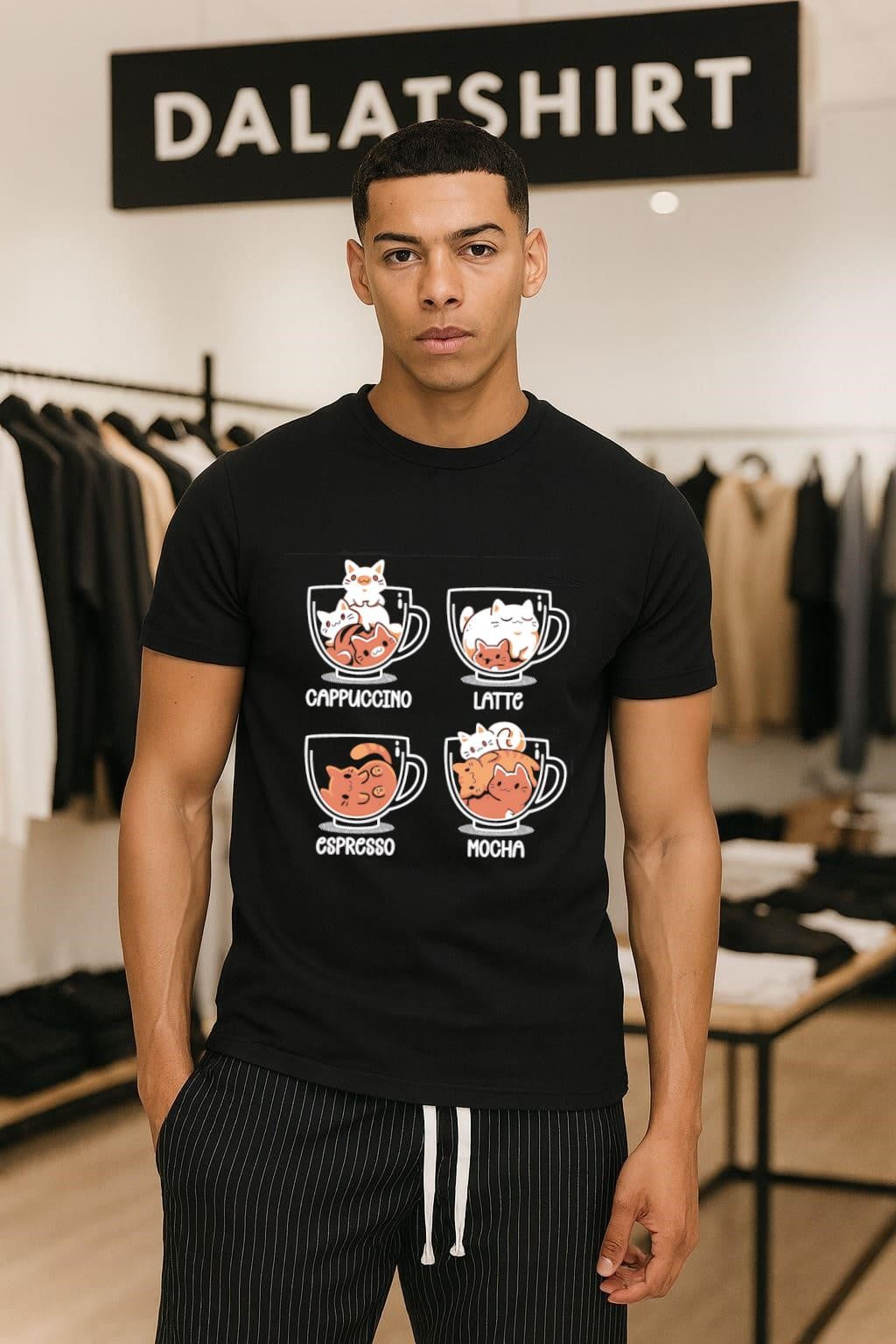 Cappuccino Latte Espresso Mocha Cute Coffee Cats - Adult & Kids T-Shirts, Sweatshirts & Hoodies apparel design preview 1