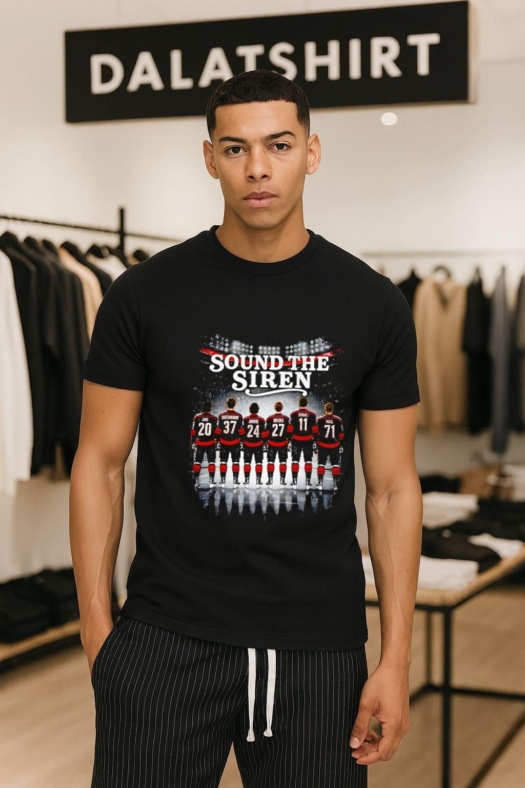 Carolina Hurricanes Sound The Siren Hockey Players - Adult & Kids T-Shirts, Sweatshirts & Hoodies apparel design preview 1