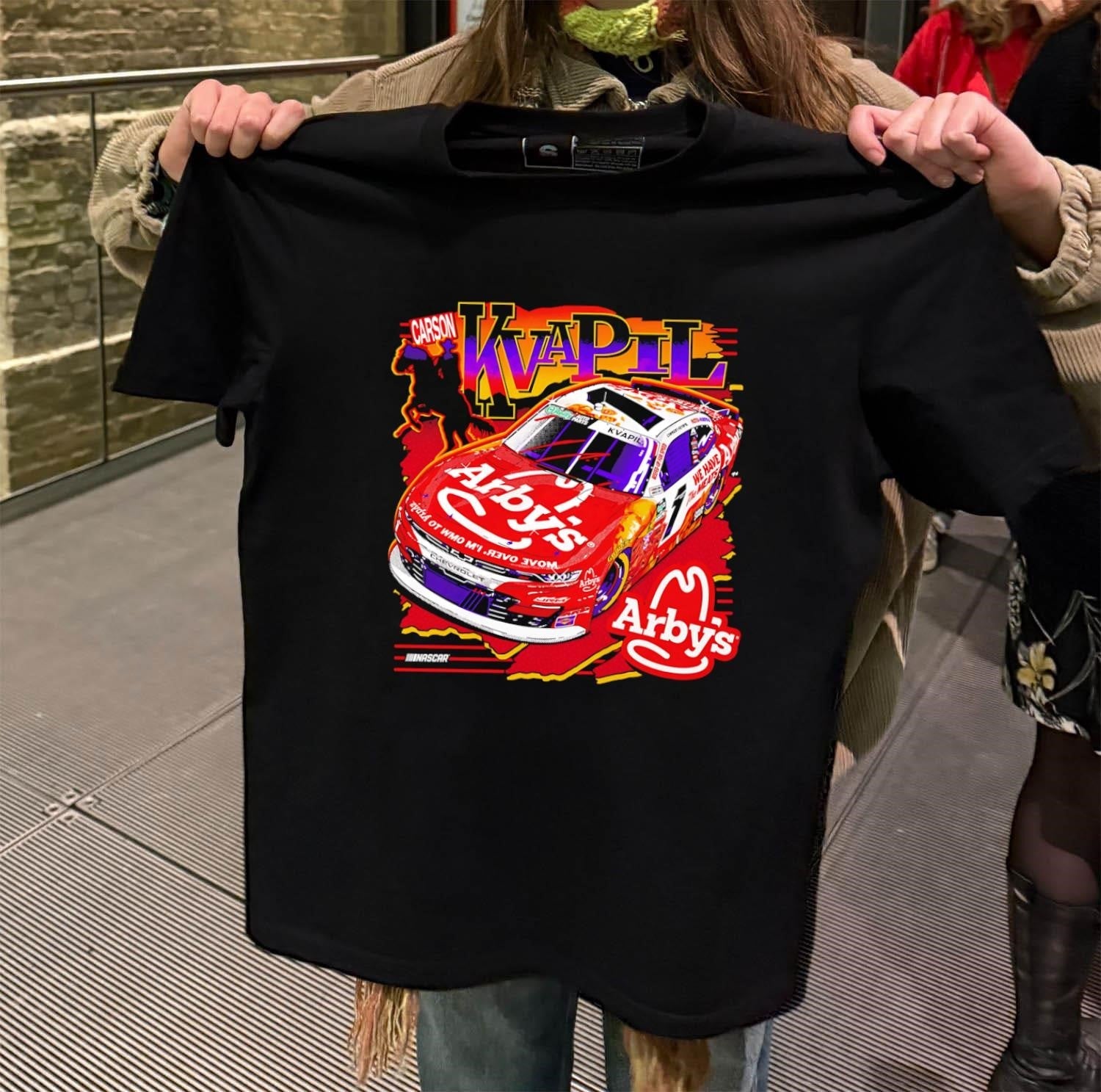 Carson Kvapil Arby's NASCAR Chevrolet Racing Horse - Adult & Kids T-Shirts, Sweatshirts & Hoodies apparel design preview 2