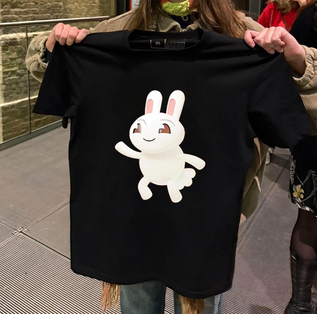 Cartoon Rabbit Waving Happy Bunny - Adult & Kids T-Shirts, Sweatshirts & Hoodies apparel design preview 2