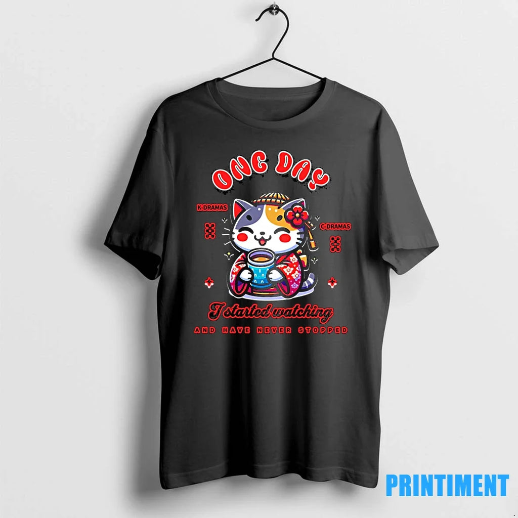 Cat Watching K Dramas And C Cute Sweater - Adult & Kids T-Shirts, Sweatshirts & Hoodies apparel design preview 1
