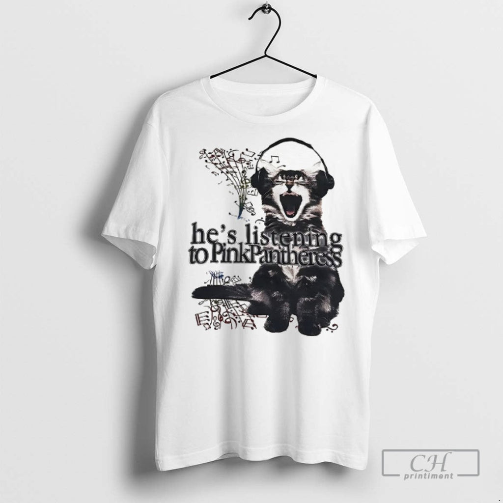 Cat Hes Listening To Pinkpantheress - Adult & Kids T-Shirts, Sweatshirts & Hoodies apparel design preview 1