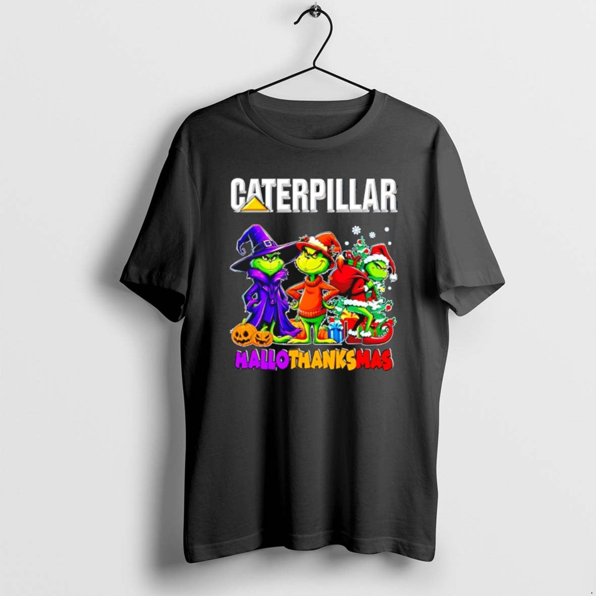 Caterpillar X Grinch 2025 Halloween Thanksgiving - Adult & Kids T-Shirts, Sweatshirts & Hoodies apparel design preview 1