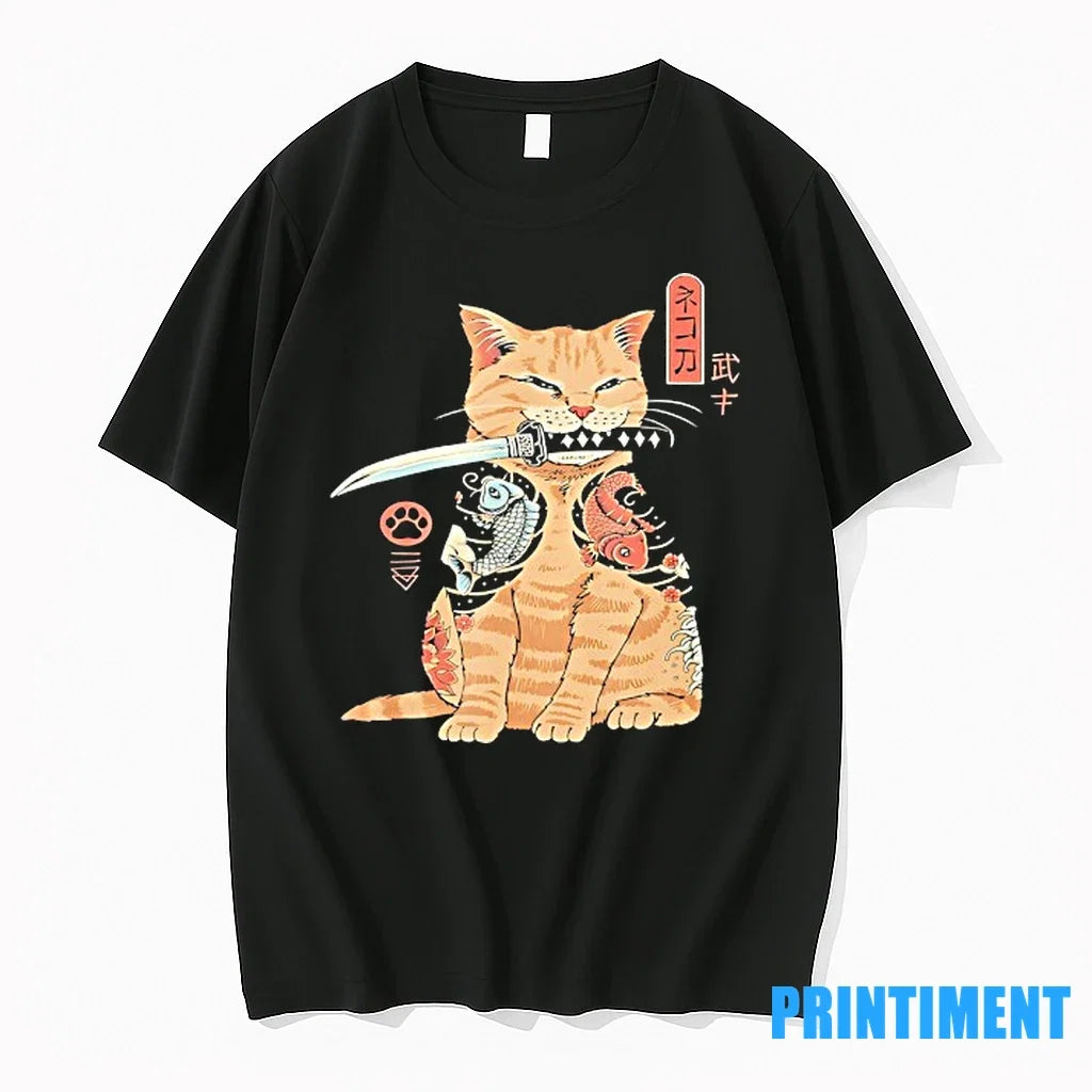Cats Japanese Samurai Ninja Cat Kawaii Tattoo Sweater - Adult & Kids T-Shirts, Sweatshirts & Hoodies apparel design preview 1