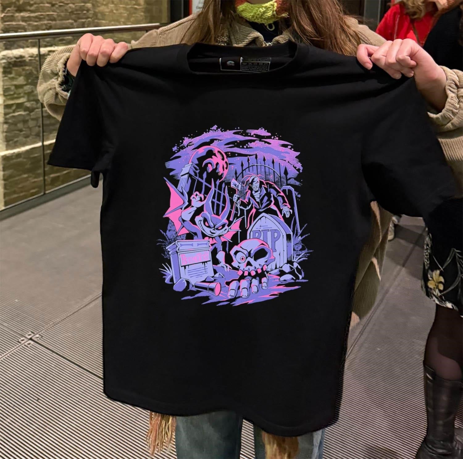 Cemetery RIP skull monster spooky - Adult & Kids T-Shirts, Sweatshirts & Hoodies apparel design preview 2