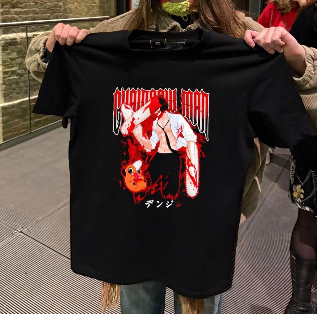 Chainsaw Man Denji Pochita Blood Splatter Graphic - Adult & Kids T-Shirts, Sweatshirts & Hoodies apparel design preview 2