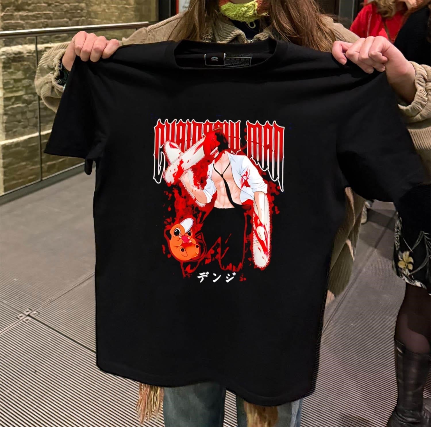 Chainsaw Man Denji Pochita Blood Splatter Graphic - Adult & Kids T-Shirts, Sweatshirts & Hoodies apparel design preview 2