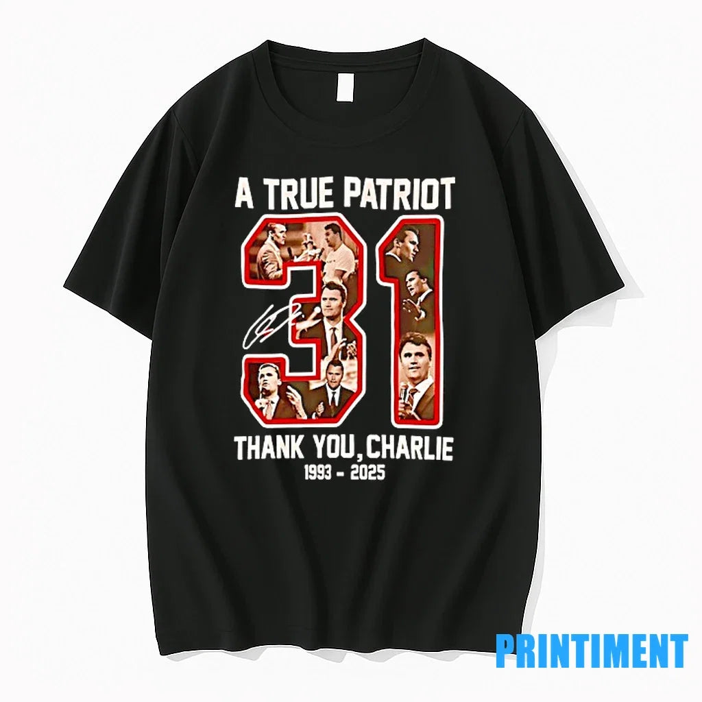Charlie Kirk 31 A True Patriot Thank You Signature - Adult & Kids T-Shirts, Sweatshirts & Hoodies apparel design preview 1