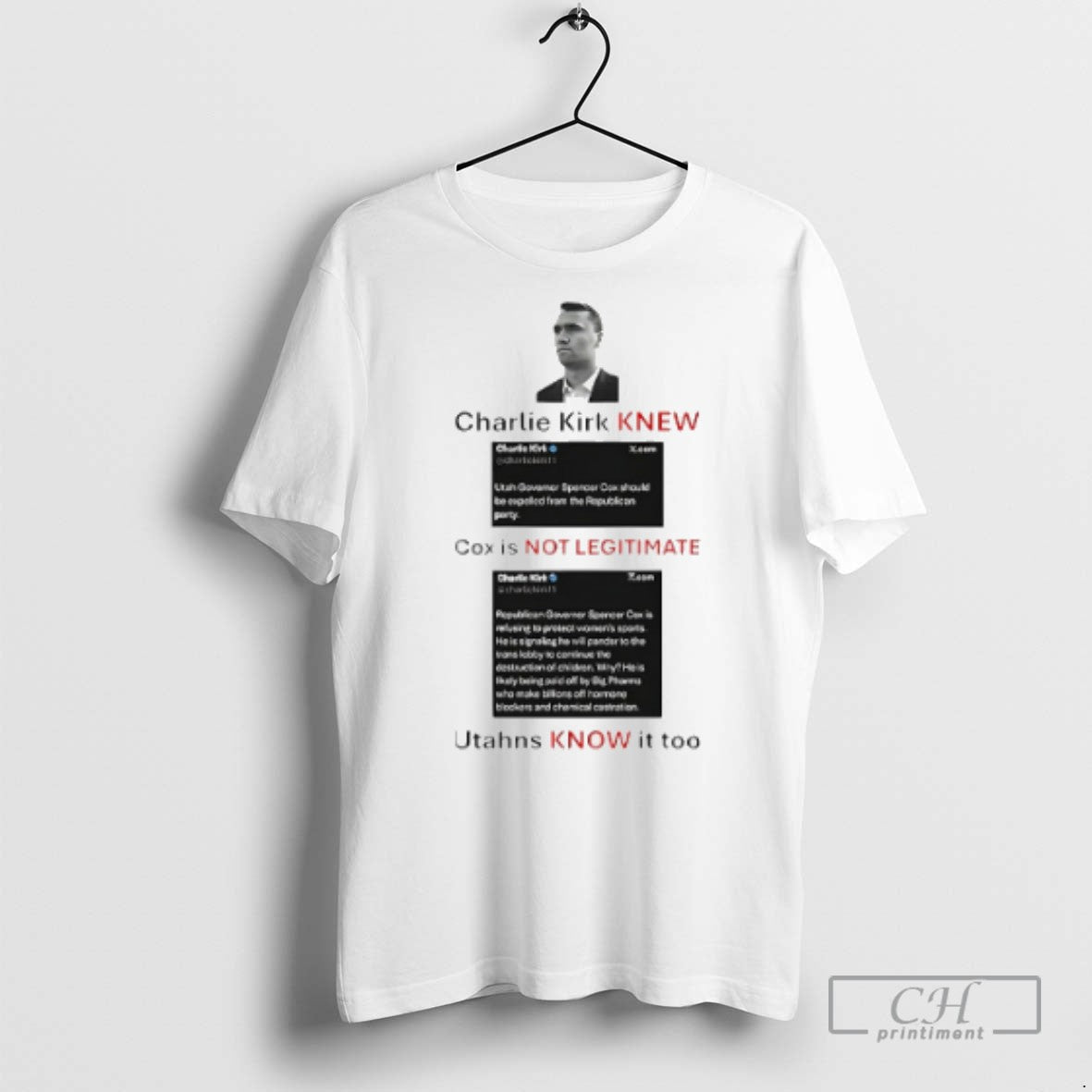 Charlie Kirk New Cox Is Not Legitimate Utahns Know It - Adult & Kids T-Shirts, Sweatshirts & Hoodies apparel design preview 1