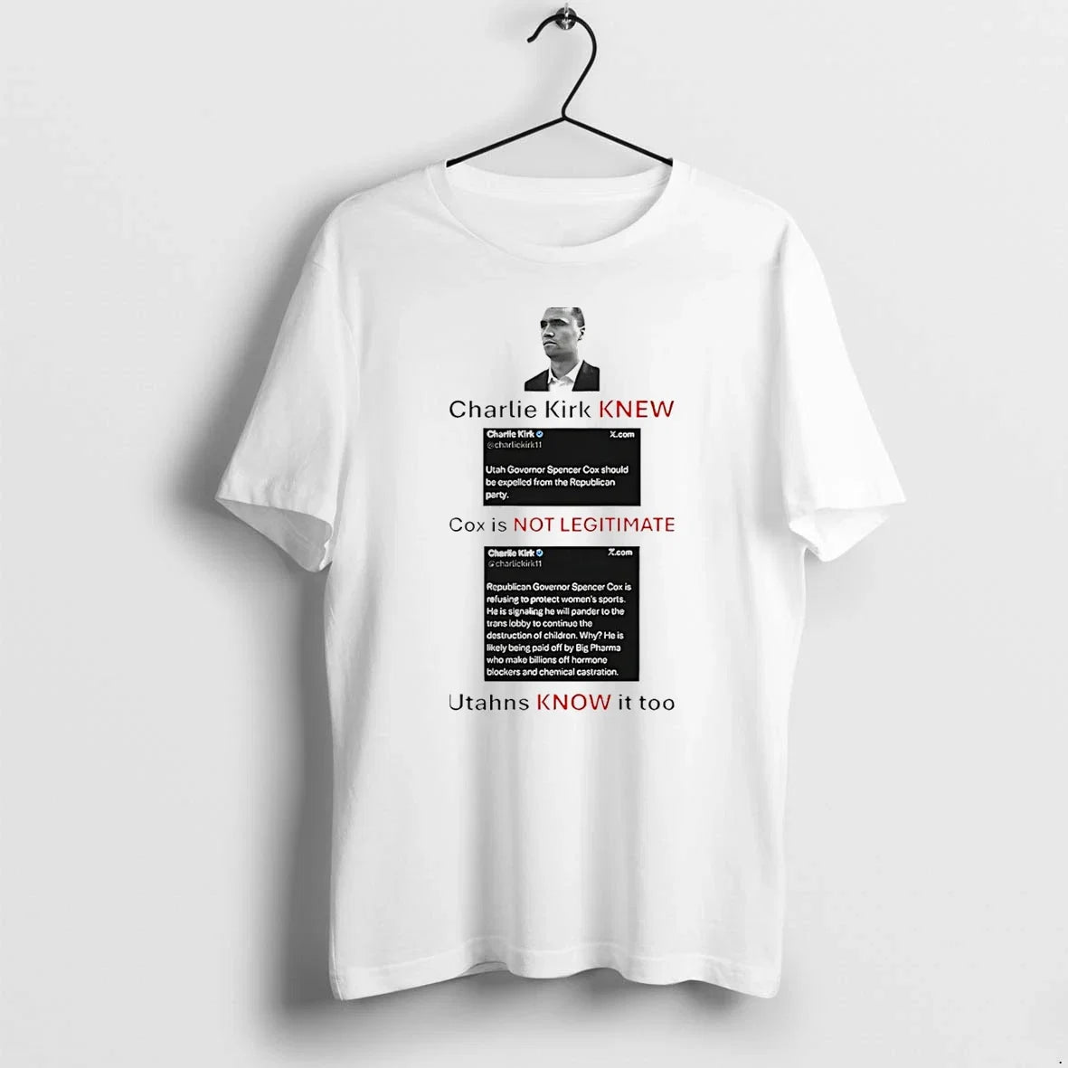 Charlie Kirk New Cox Is Not Legitimate Utahns Know It - Adult & Kids T-Shirts, Sweatshirts & Hoodies apparel design preview 1