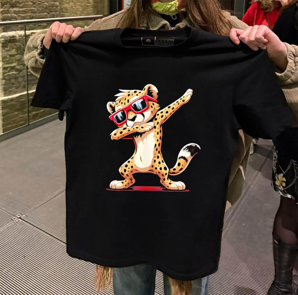 Cheetah Dabbing wearing Red Sunglasses Cool Animal - Adult & Kids T-Shirts, Sweatshirts & Hoodies apparel design preview 2