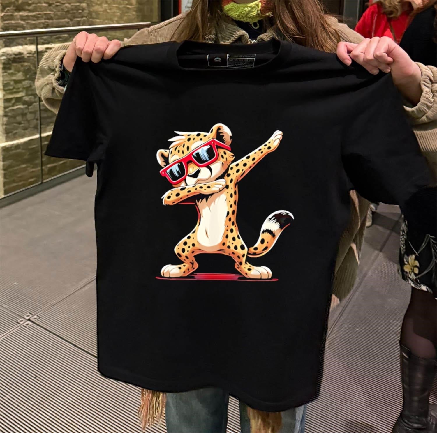 Cheetah Dabbing wearing Red Sunglasses Cool Animal - Adult & Kids T-Shirts, Sweatshirts & Hoodies apparel design preview 2