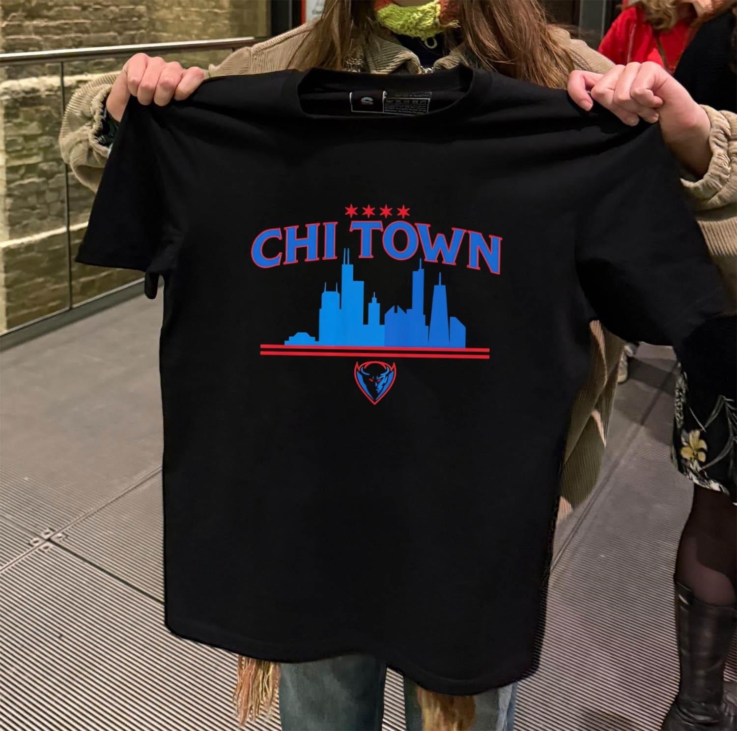 Chi Town Skyline Chicago Stars Blue Demon - Adult & Kids T-Shirts, Sweatshirts & Hoodies apparel design preview 2