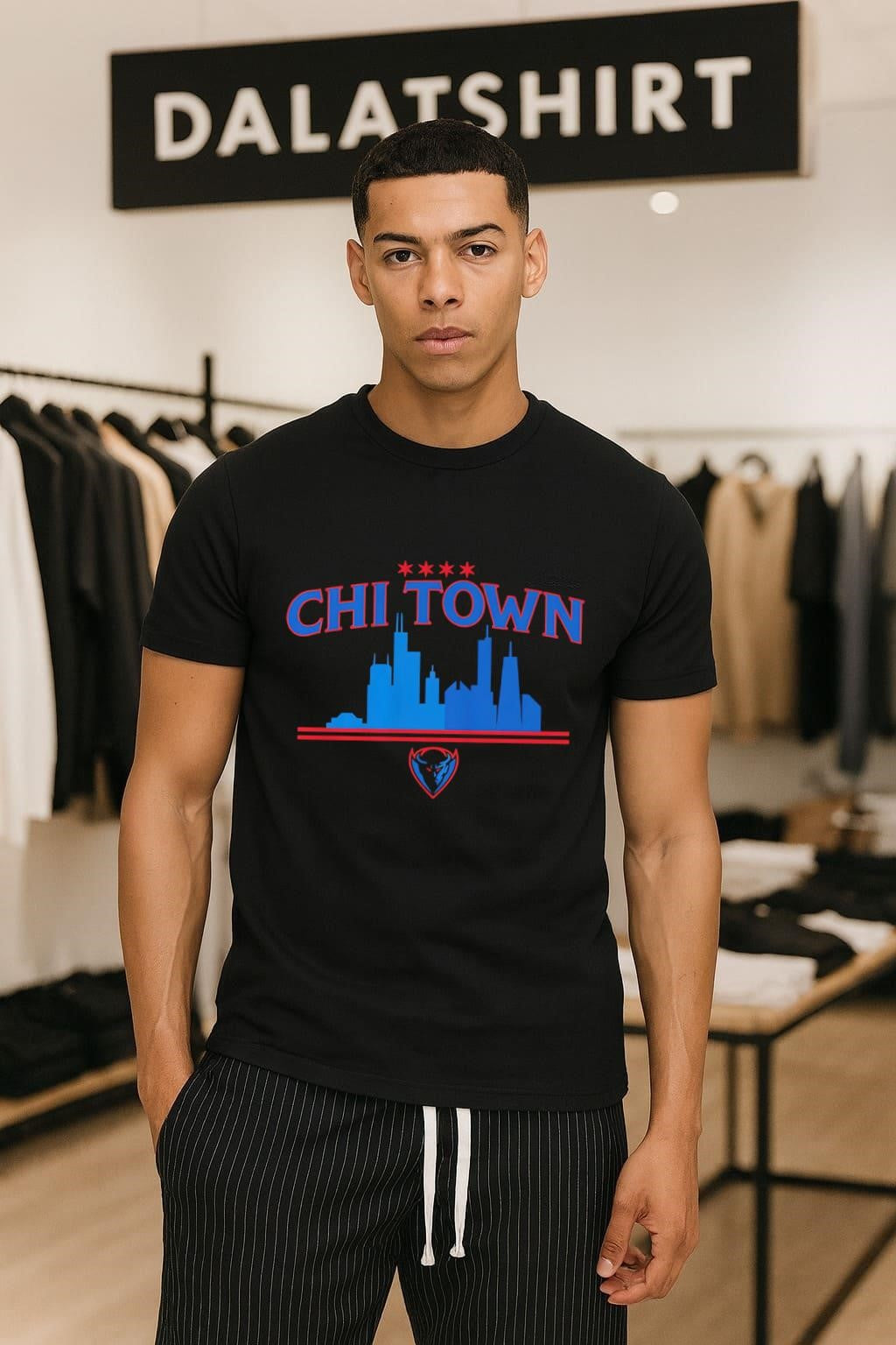 Chi Town Skyline Chicago Stars Blue Demon - Adult & Kids T-Shirts, Sweatshirts & Hoodies apparel design preview 1