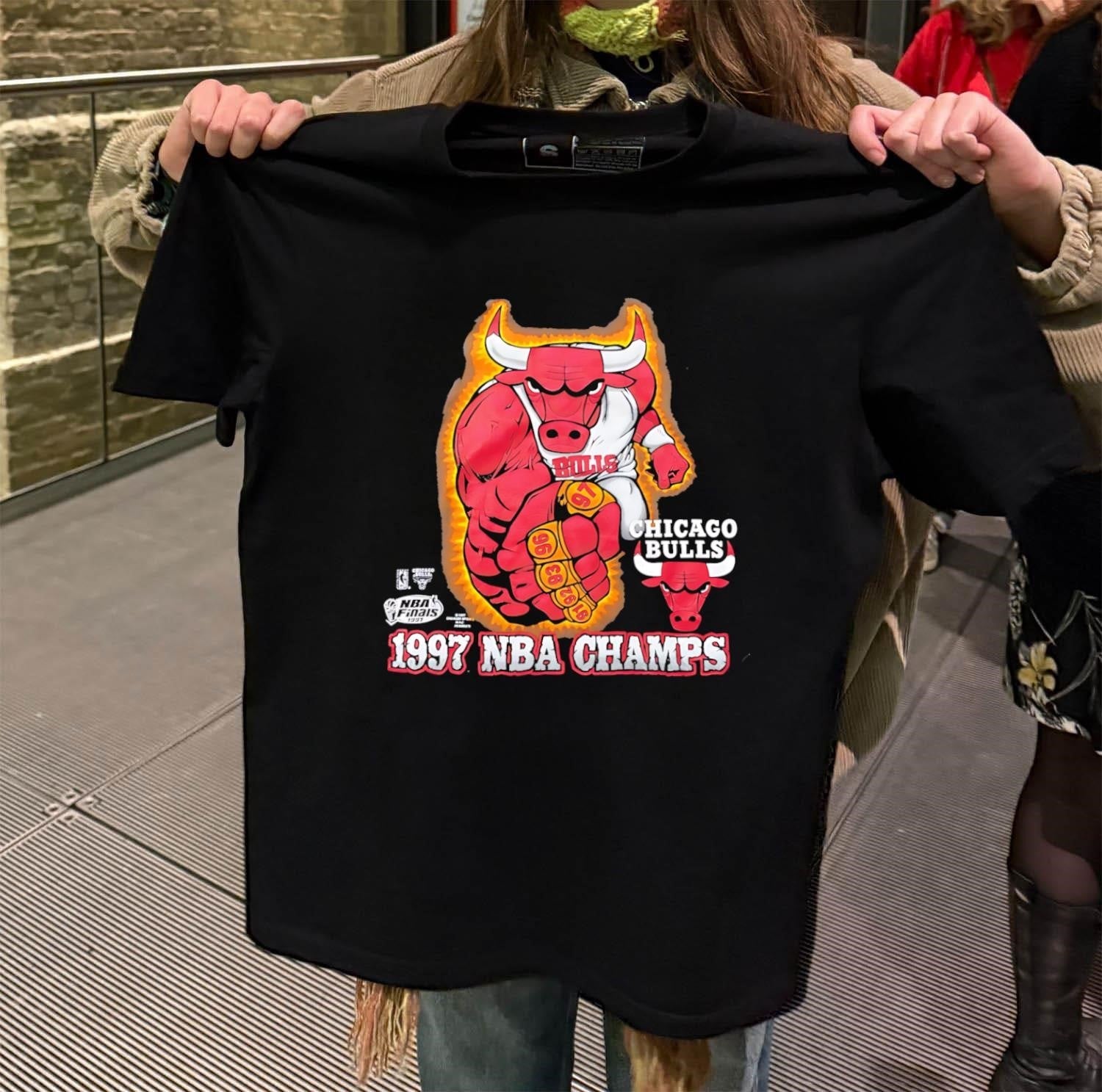 Chicago Bulls 1991 NBA Finals 1997 Champs - Adult & Kids T-Shirts, Sweatshirts & Hoodies apparel design preview 2