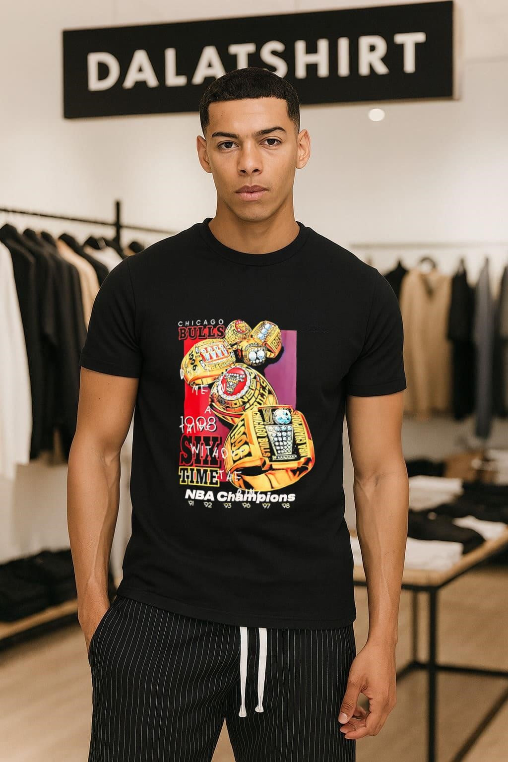 Chicago Bulls 1998 Six Time NBA Champions Rings - Adult & Kids T-Shirts, Sweatshirts & Hoodies apparel design preview 1
