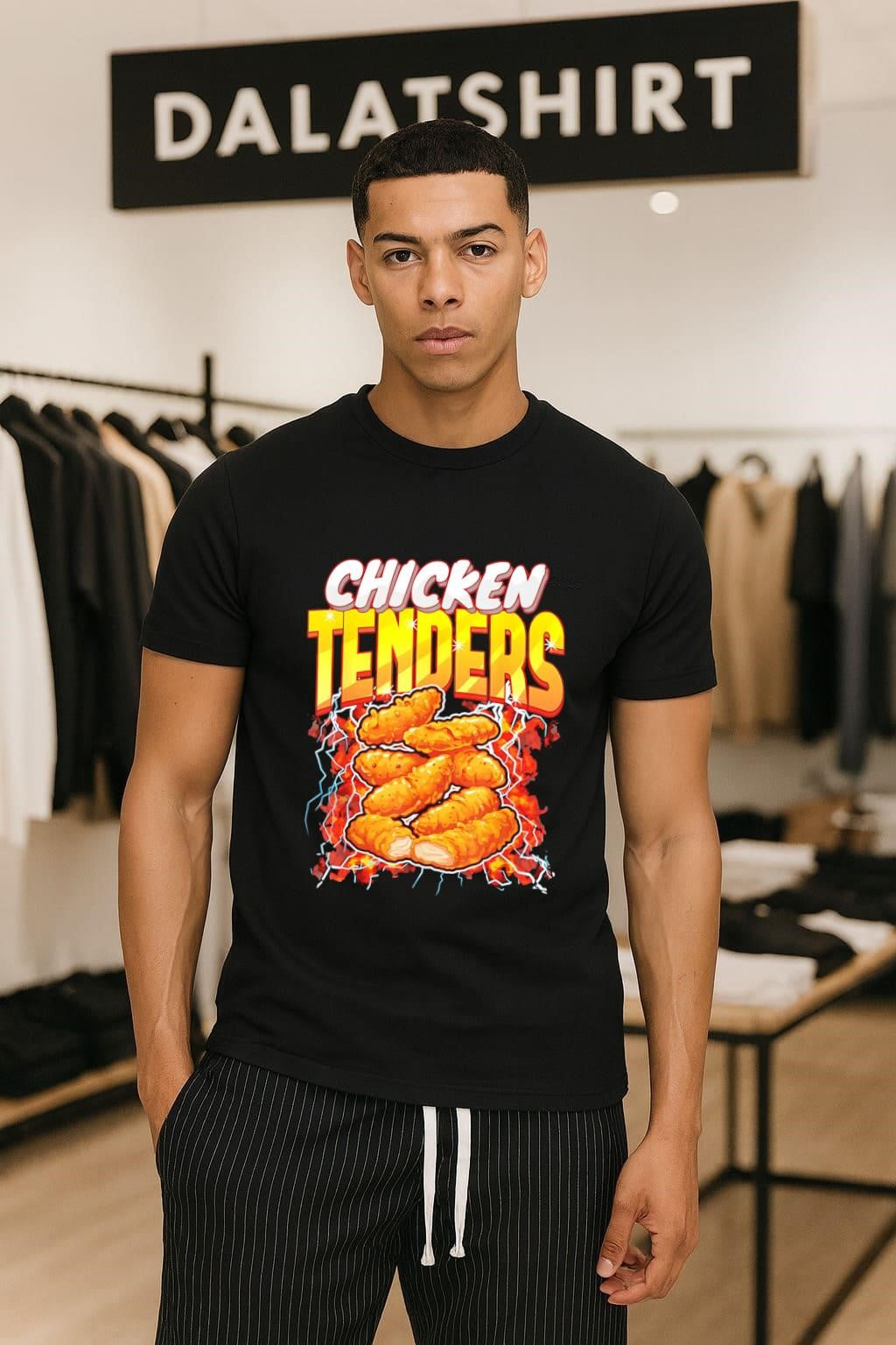 Chicken Tenders Food With Lightning And Fire Graphic - Adult & Kids T-Shirts, Sweatshirts & Hoodies apparel design preview 1