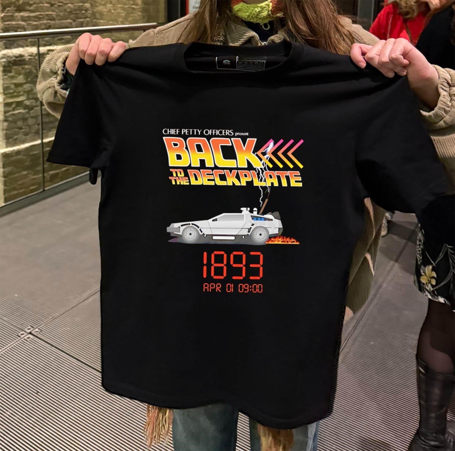 Chief Petty Officers Back To The Deckplate DeLorean - Adult & Kids T-Shirts, Sweatshirts & Hoodies apparel design preview 2