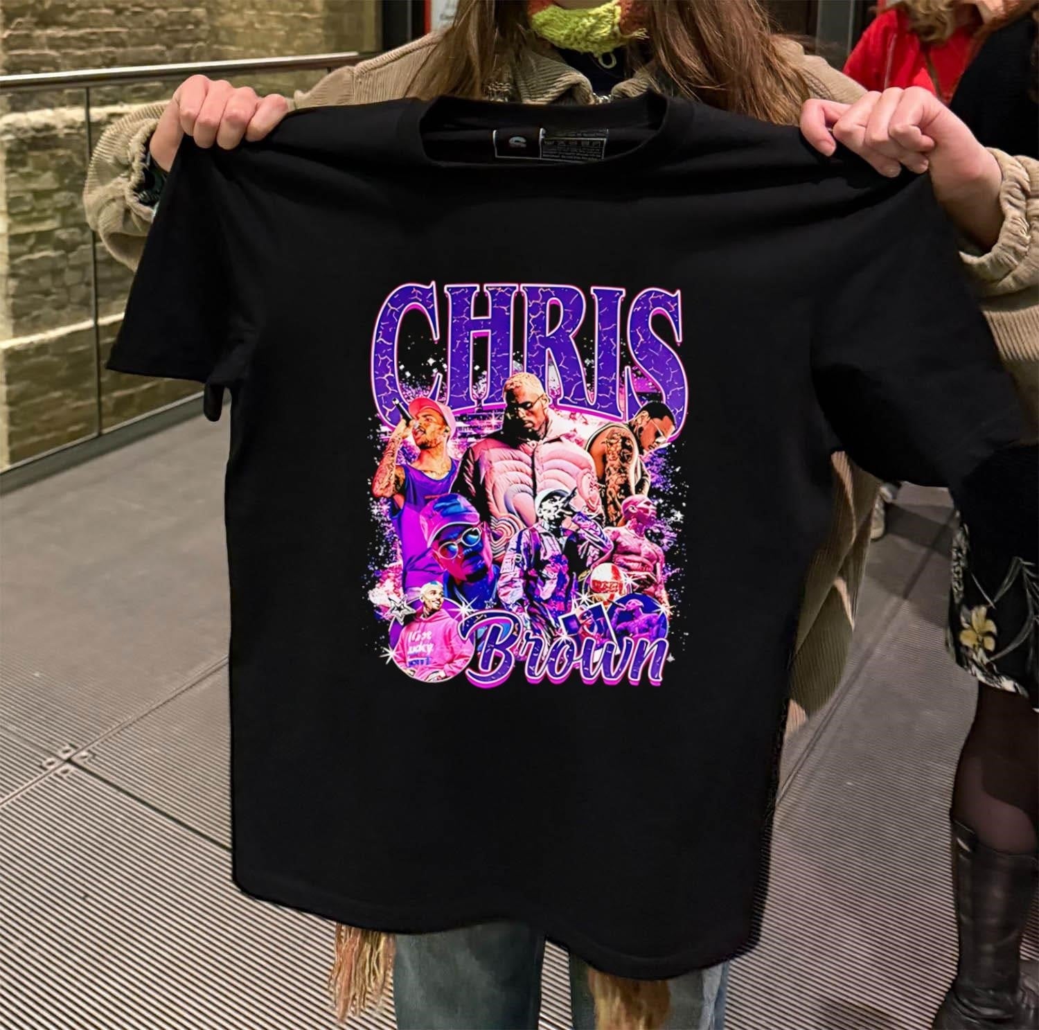 Chris Brown Hip Hop Artist Vintage Aesthetic Collage - Adult & Kids T-Shirts, Sweatshirts & Hoodies apparel design preview 2