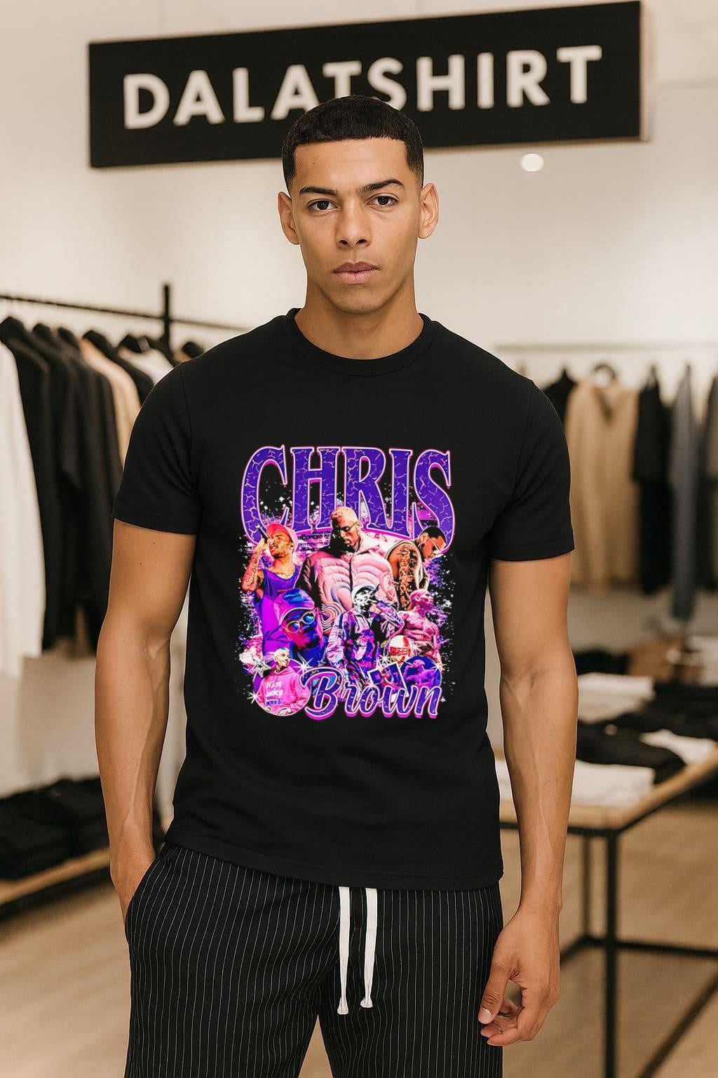 Chris Brown Hip Hop Artist Vintage Aesthetic Collage - Adult & Kids T-Shirts, Sweatshirts & Hoodies apparel design preview 1