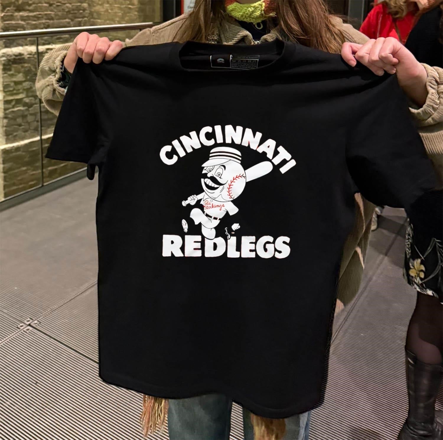 Cincinnati Redlegs Mr. Baseball Mascot - Adult & Kids T-Shirts, Sweatshirts & Hoodies apparel design preview 2
