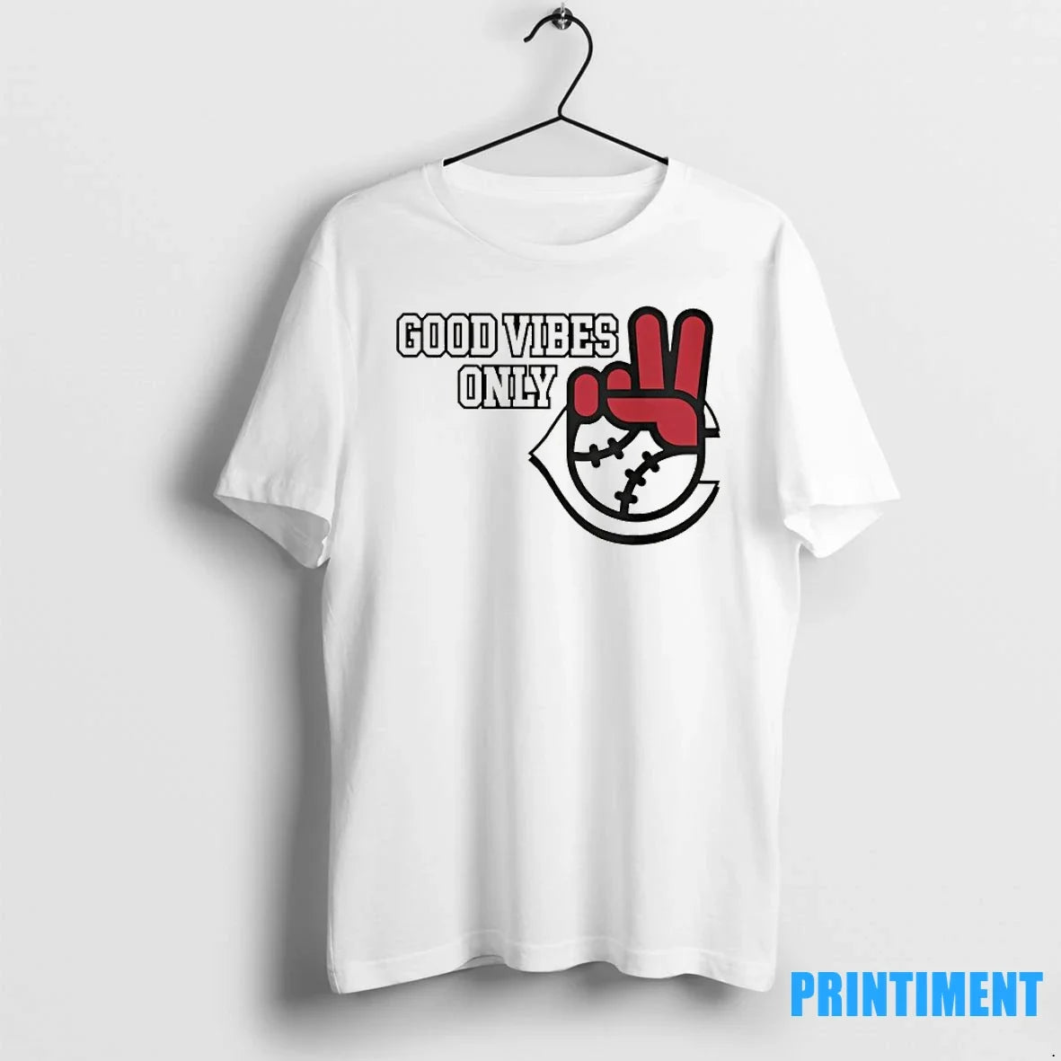 Cincinnati Reds Good Vibes Only Peace Hand Sweater - Adult & Kids T-Shirts, Sweatshirts & Hoodies apparel design preview 1