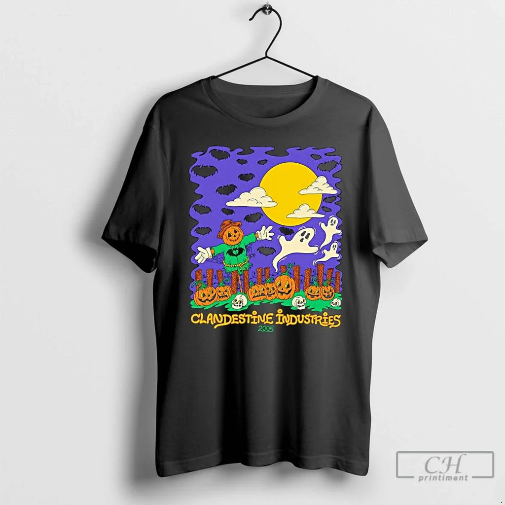 Clandestine Industries Scarecrow Ghosts Pumpkins Bats - Adult & Kids T-Shirts, Sweatshirts & Hoodies apparel design preview 1