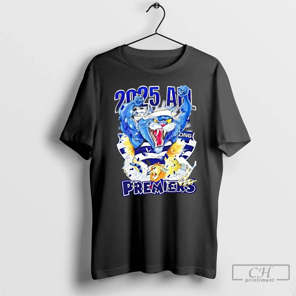 Classic 2025 Afl Premier Geelong Cats Mascot 2 Sided - Adult & Kids T-Shirts, Sweatshirts & Hoodies apparel design preview 1