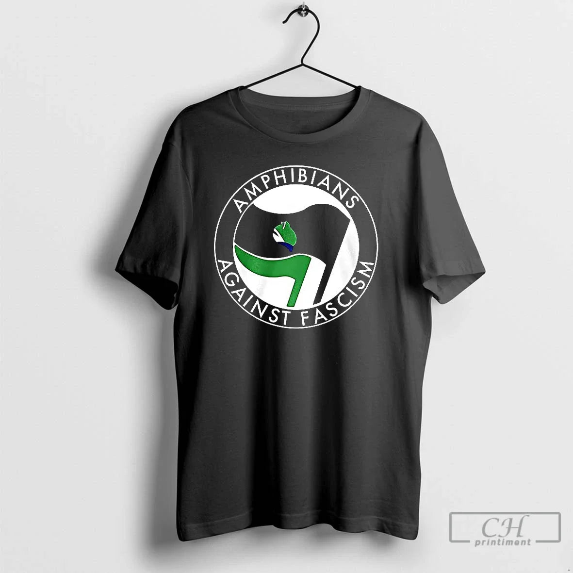 Classic Amphibians Against Fascism Frog Flag - Adult & Kids T-Shirts, Sweatshirts & Hoodies apparel design preview 1