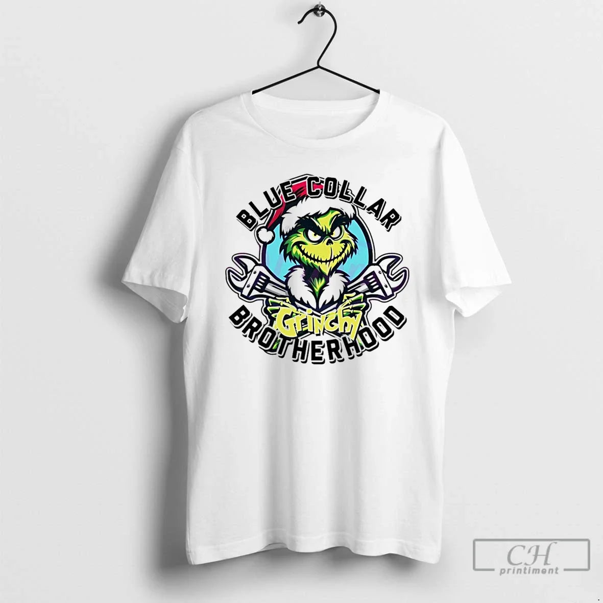 Classic Blue Collar Grinchy Brotherhood Christmas - Adult & Kids T-Shirts, Sweatshirts & Hoodies apparel design preview 1